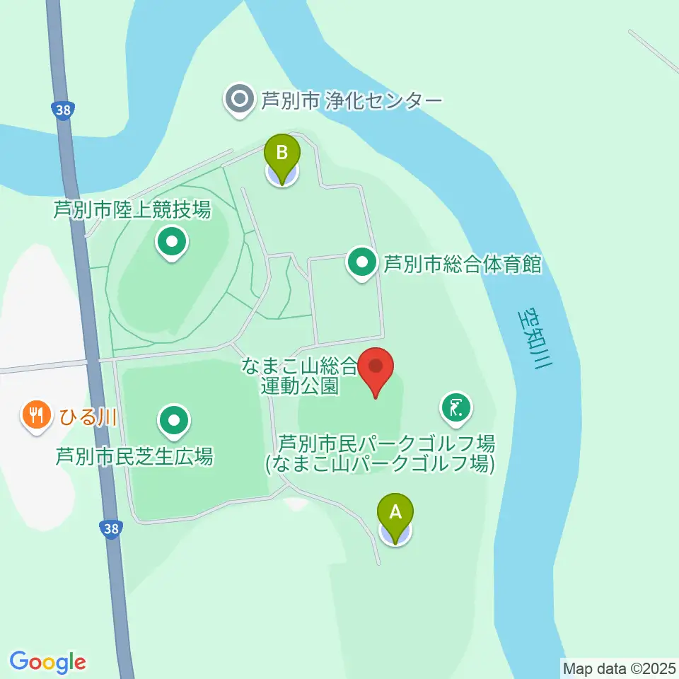 芦別市民球場周辺の駐車場・コインパーキング一覧地図