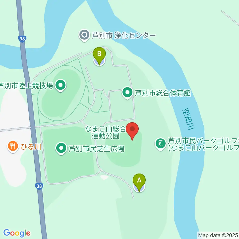 芦別市民球場周辺の駐車場・コインパーキング一覧地図