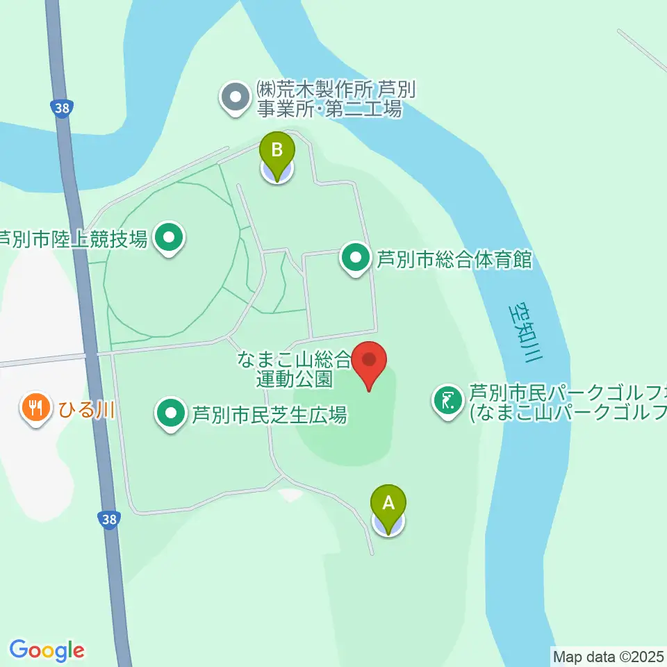 芦別市民球場周辺の駐車場・コインパーキング一覧地図