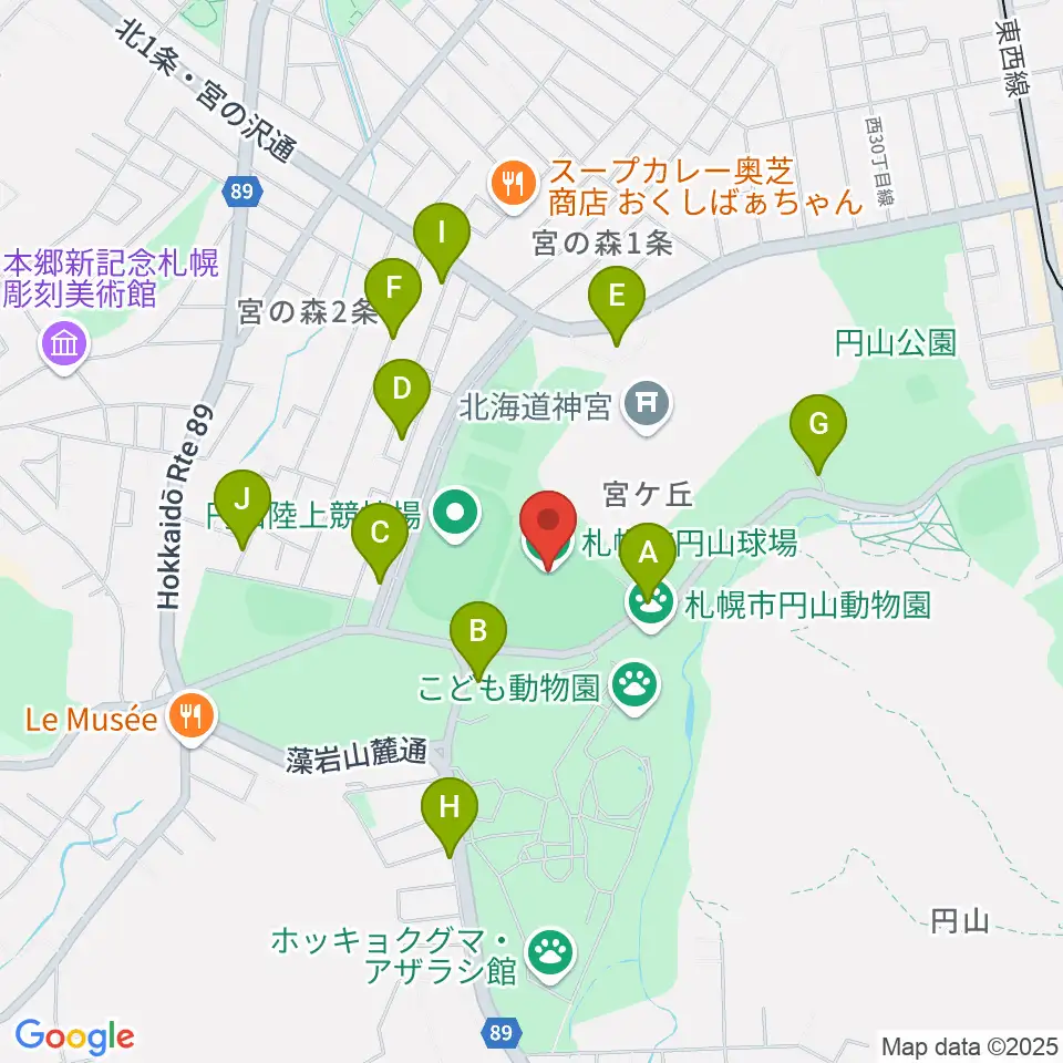 札幌市円山球場周辺の駐車場・コインパーキング一覧地図