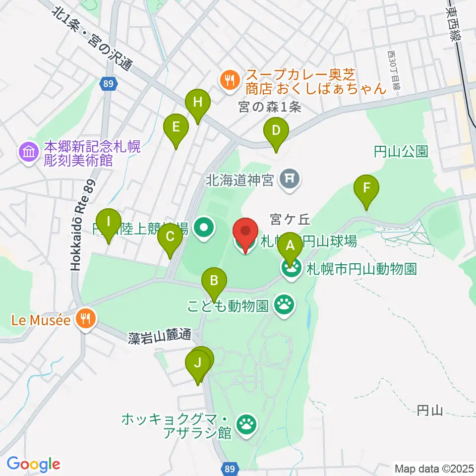 札幌市円山球場周辺の駐車場・コインパーキング一覧地図
