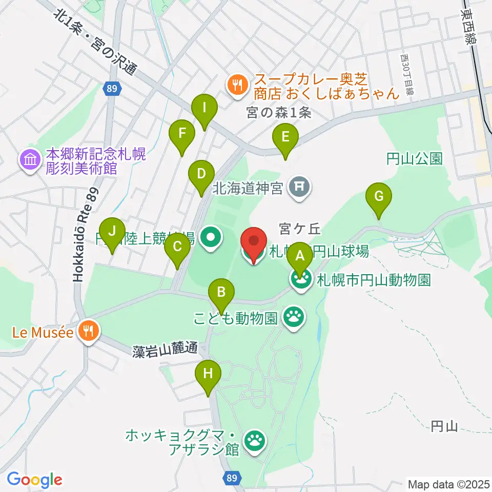 札幌市円山球場周辺の駐車場・コインパーキング一覧地図