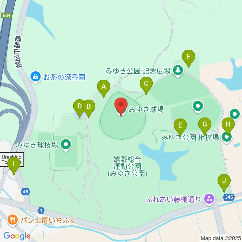 嬉野市みゆき球場周辺の駐車場・コインパーキング一覧地図