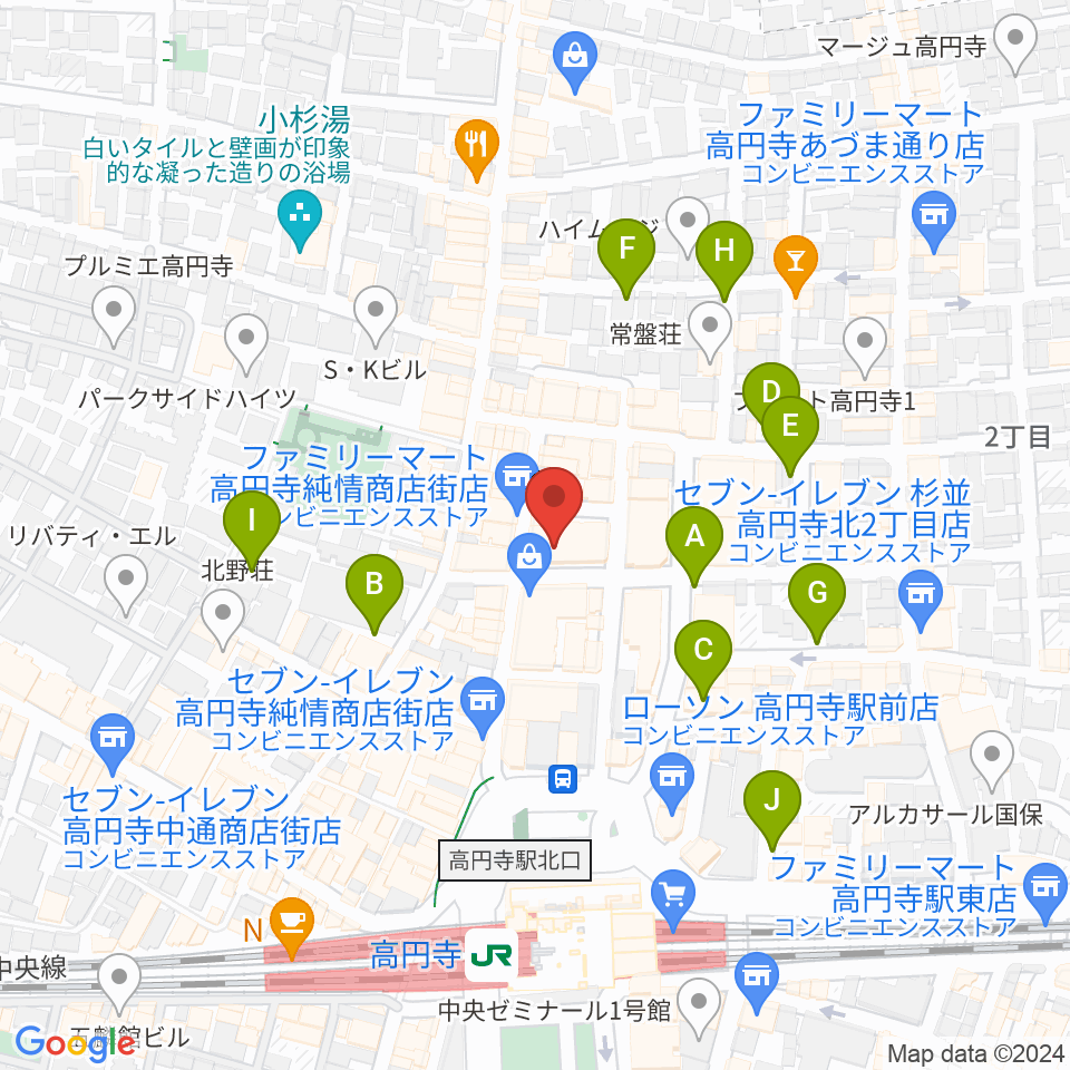 高円寺スタジオ・コヤーマR店周辺の駐車場・コインパーキング一覧地図