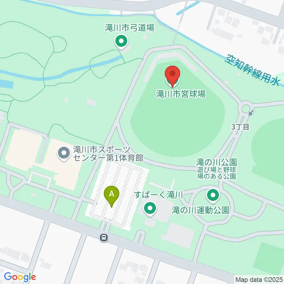 滝川市営球場周辺の駐車場・コインパーキング一覧地図