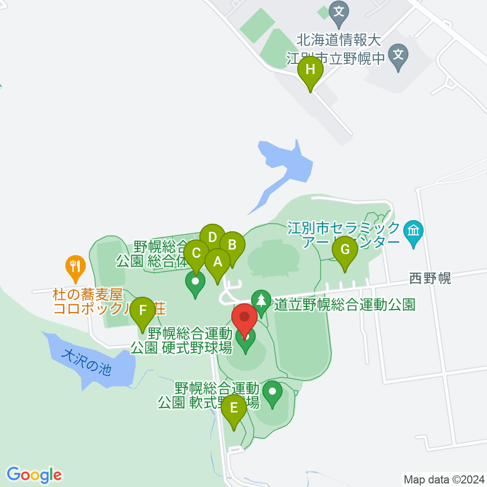 北海道立野幌総合運動公園硬式野球場周辺の駐車場・コインパーキング一覧地図