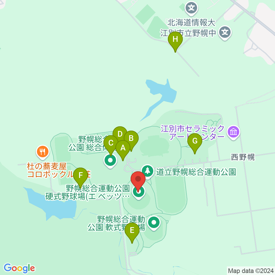 北海道立野幌総合運動公園硬式野球場周辺の駐車場・コインパーキング一覧地図