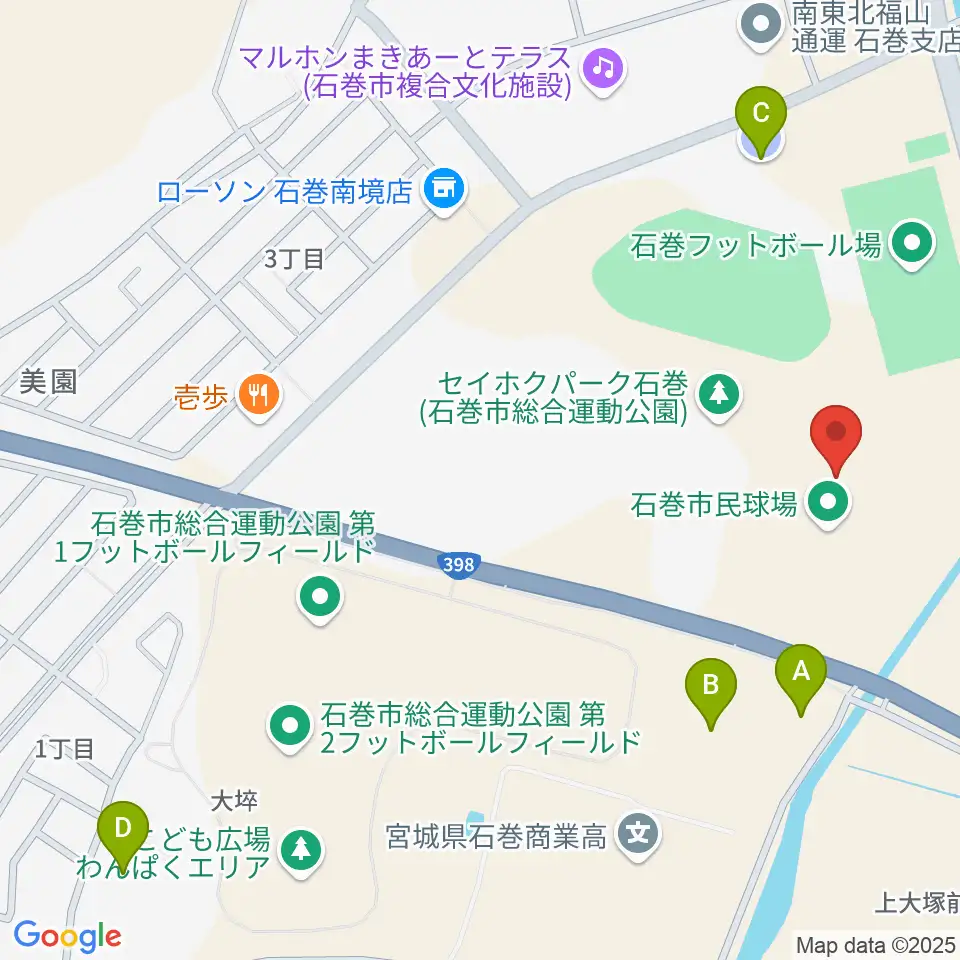 石巻市民球場周辺の駐車場・コインパーキング一覧地図