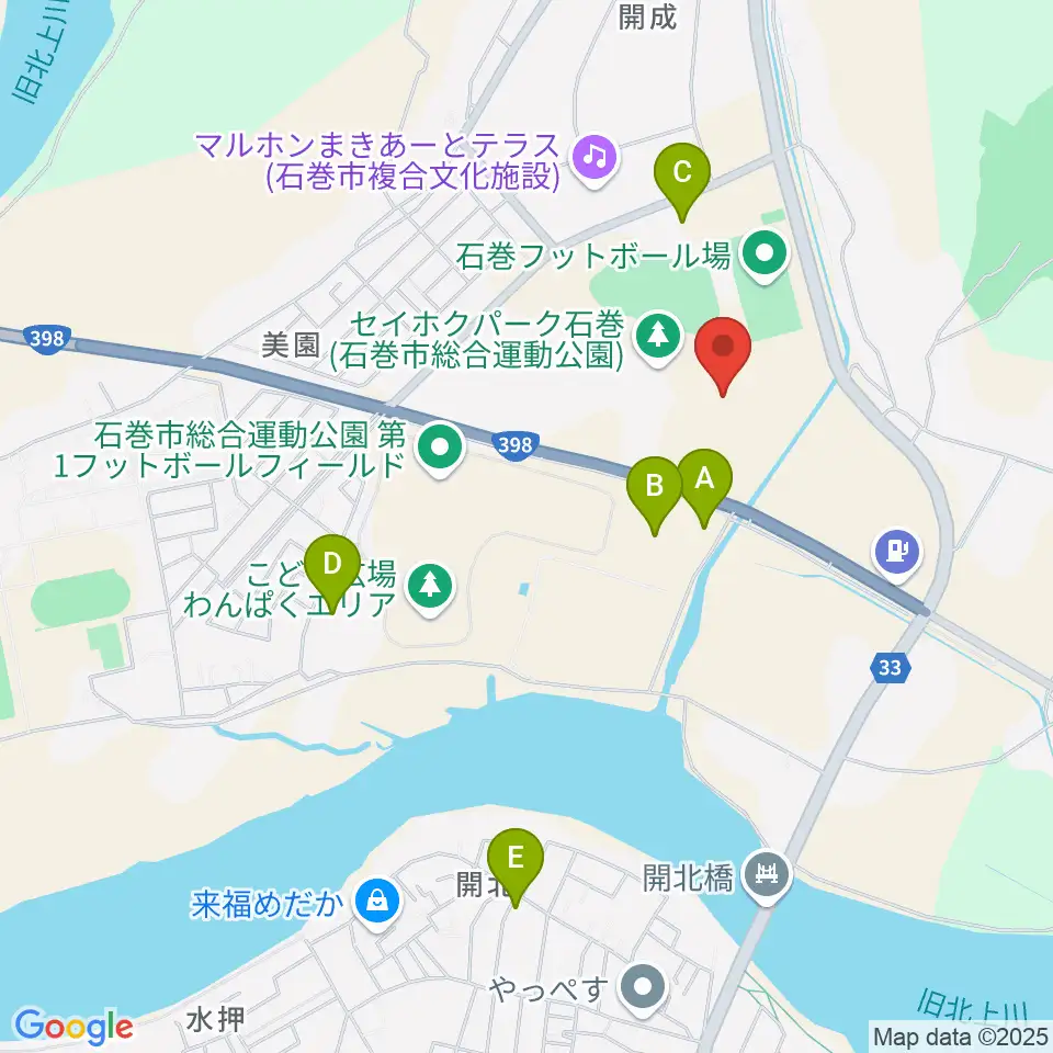 石巻市民球場周辺の駐車場・コインパーキング一覧地図