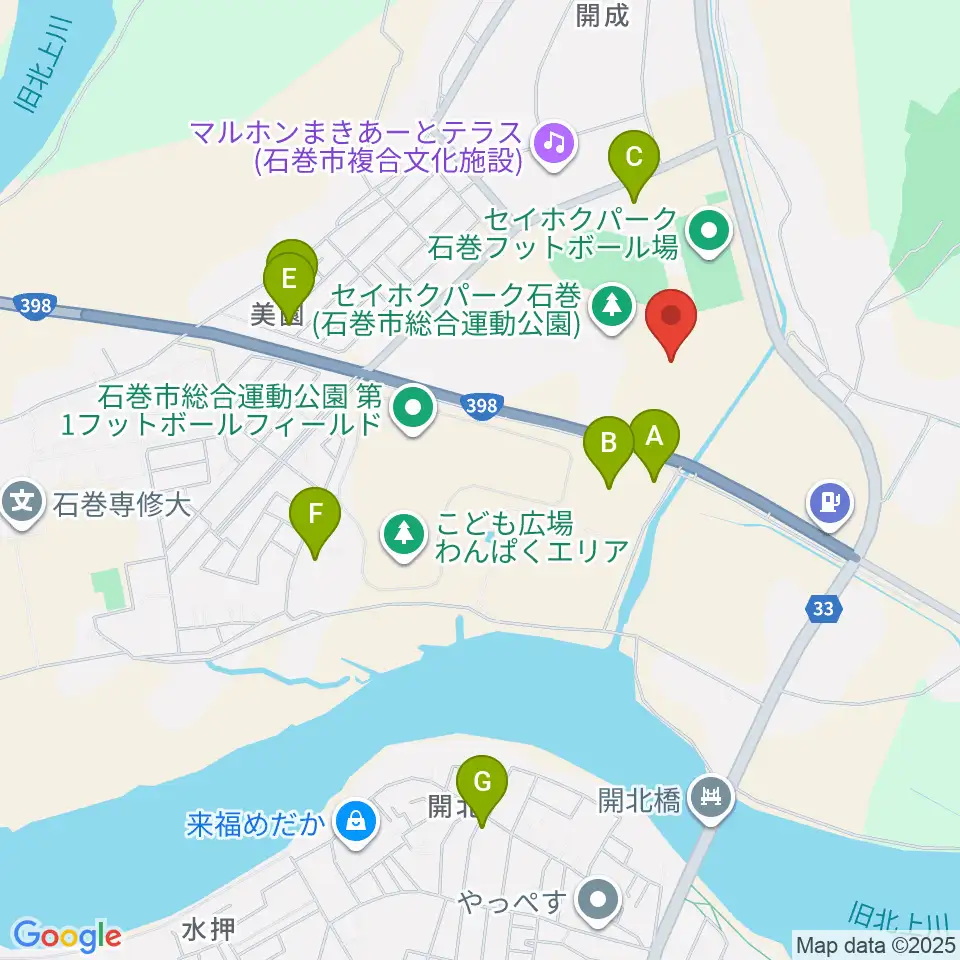石巻市民球場周辺の駐車場・コインパーキング一覧地図