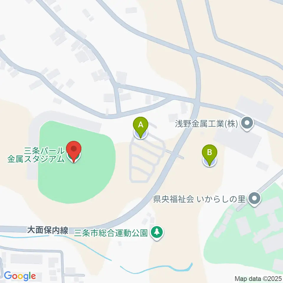 三条パール金属スタジアム周辺の駐車場・コインパーキング一覧地図