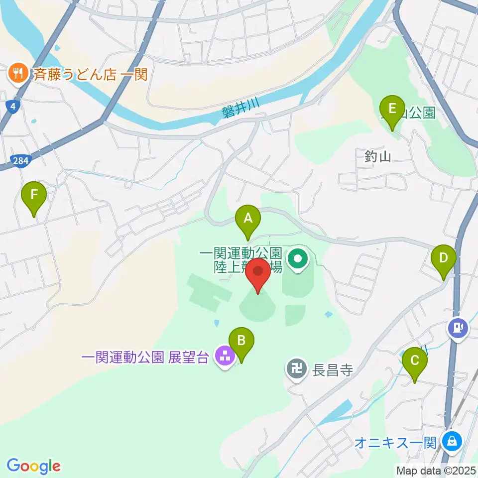 一関運動公園野球場周辺の駐車場・コインパーキング一覧地図