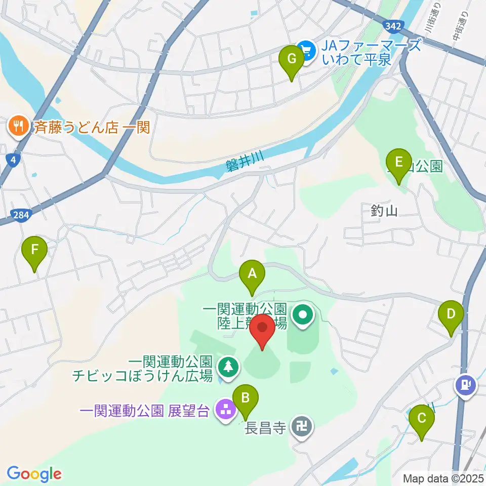一関運動公園野球場周辺の駐車場・コインパーキング一覧地図