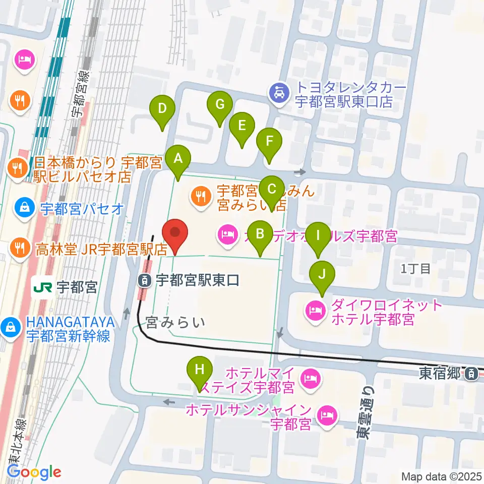 ライトキューブ宇都宮周辺の駐車場・コインパーキング一覧地図