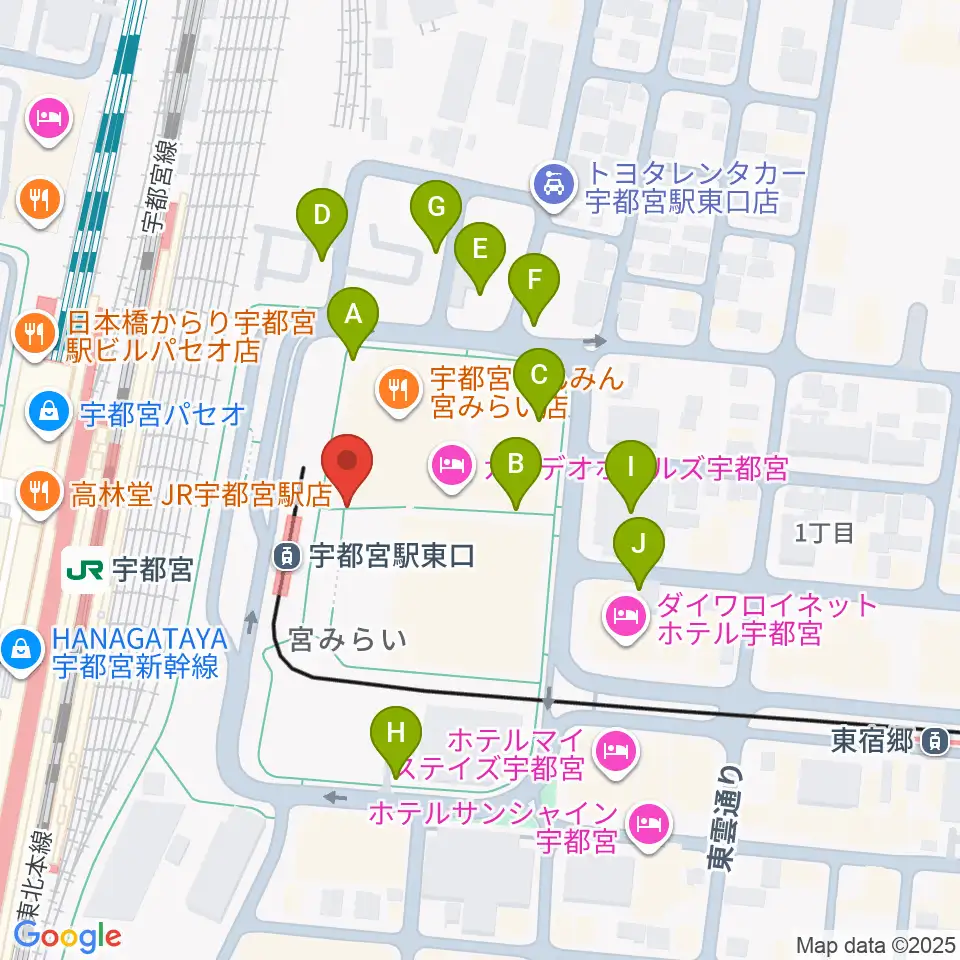 ライトキューブ宇都宮周辺の駐車場・コインパーキング一覧地図