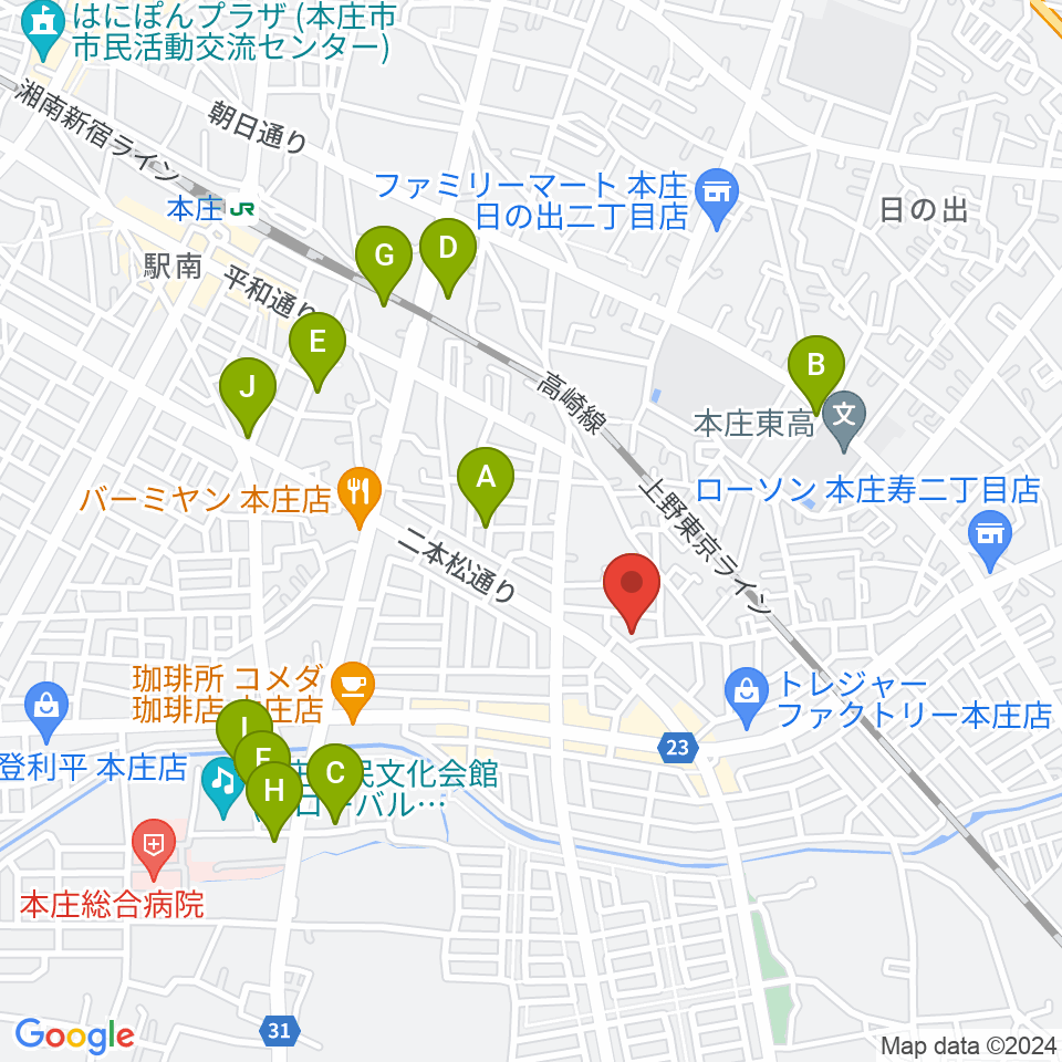 ほんじょうFM周辺の駐車場・コインパーキング一覧地図