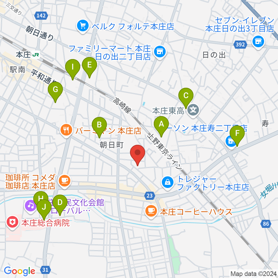 ほんじょうFM周辺の駐車場・コインパーキング一覧地図