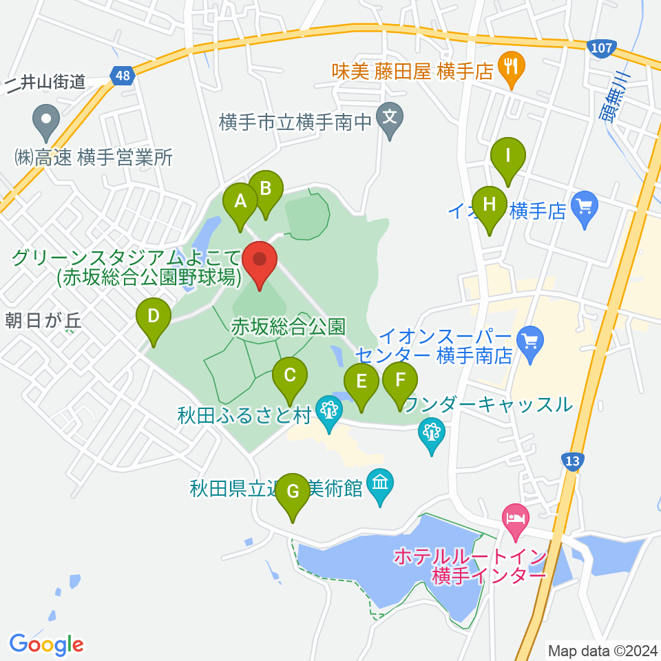 赤坂総合公園野球場周辺の駐車場・コインパーキング一覧地図