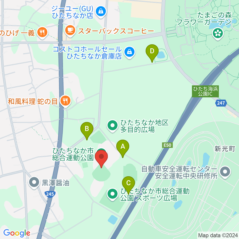 ひたちなか市民球場周辺の駐車場・コインパーキング一覧地図