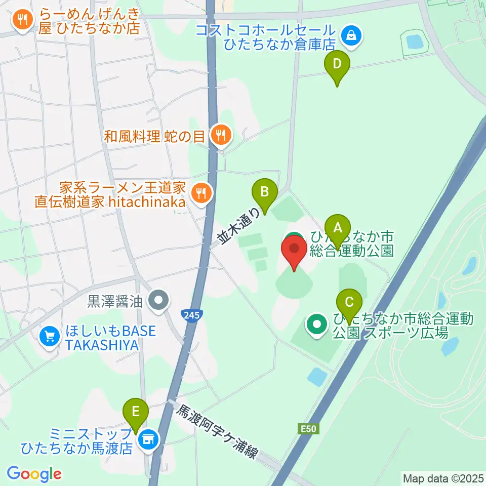ひたちなか市民球場周辺の駐車場・コインパーキング一覧地図