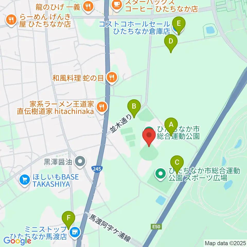 ひたちなか市民球場周辺の駐車場・コインパーキング一覧地図