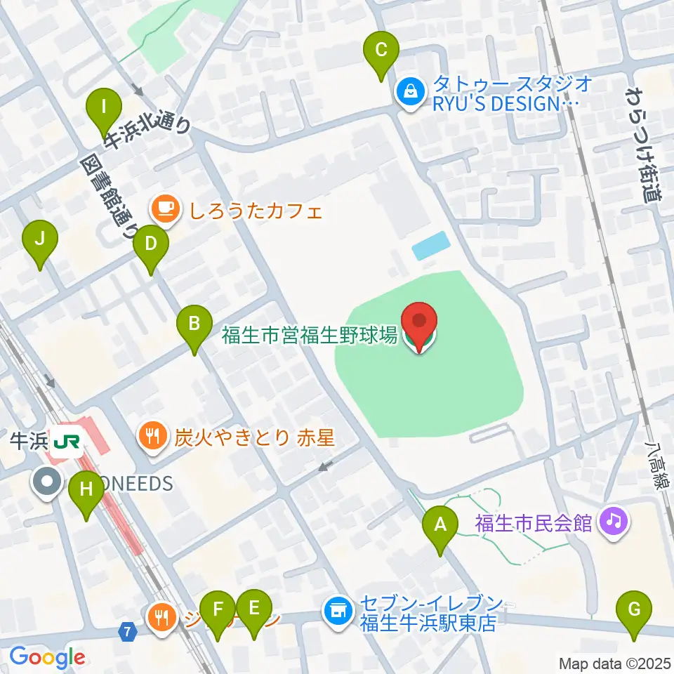 福生野球場周辺の駐車場・コインパーキング一覧地図