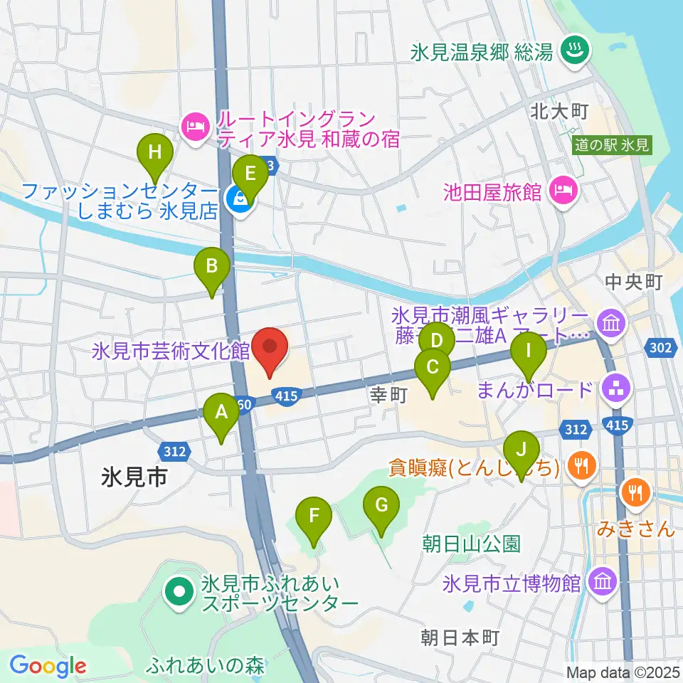 氷見市芸術文化館周辺の駐車場・コインパーキング一覧地図
