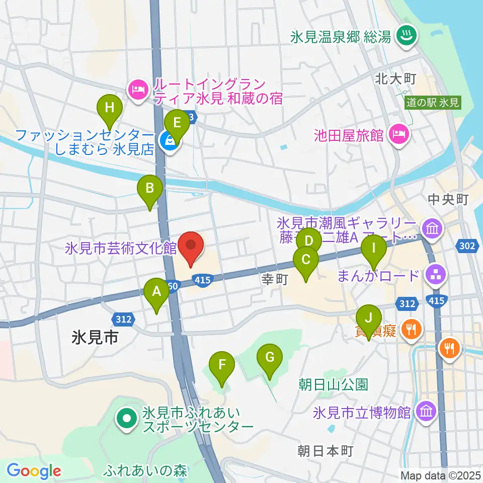 氷見市芸術文化館周辺の駐車場・コインパーキング一覧地図
