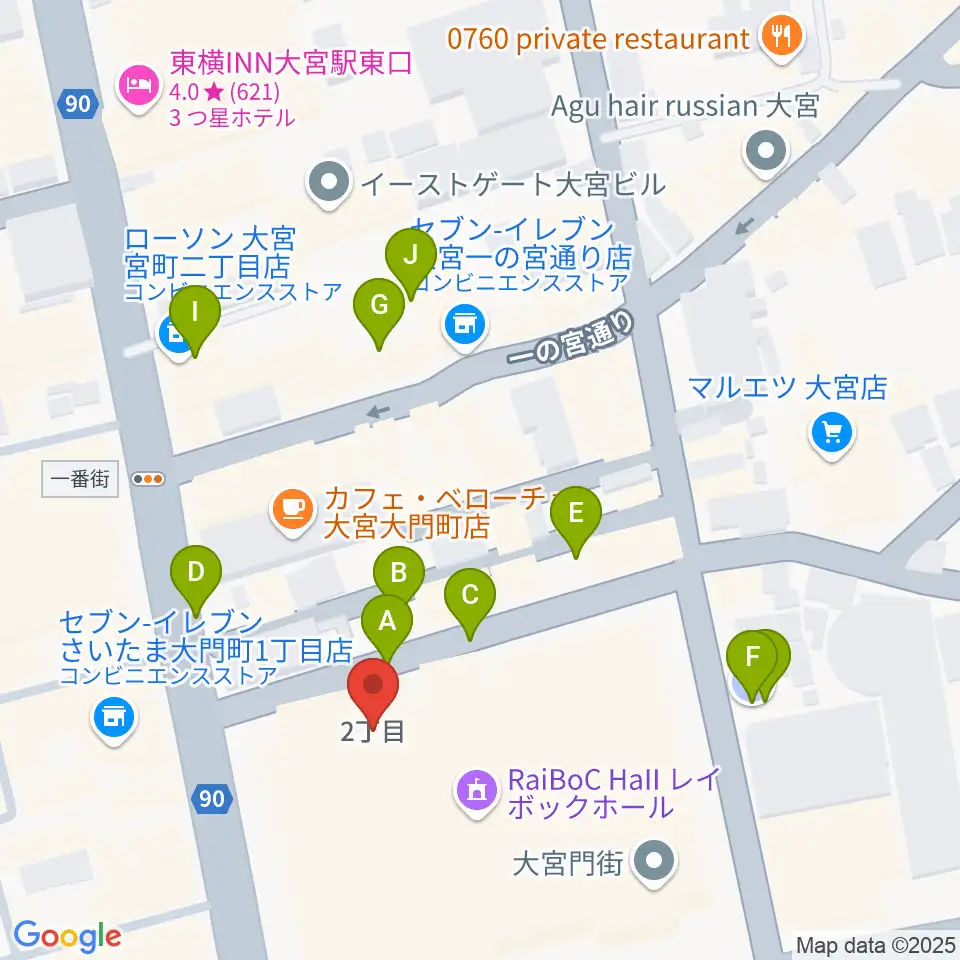 レイボックホール 市民会館おおみや周辺の駐車場・コインパーキング一覧地図
