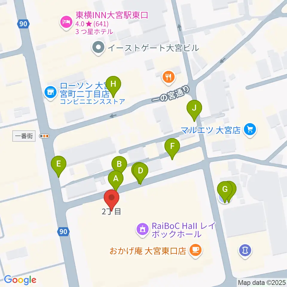 レイボックホール 市民会館おおみや周辺の駐車場・コインパーキング一覧地図