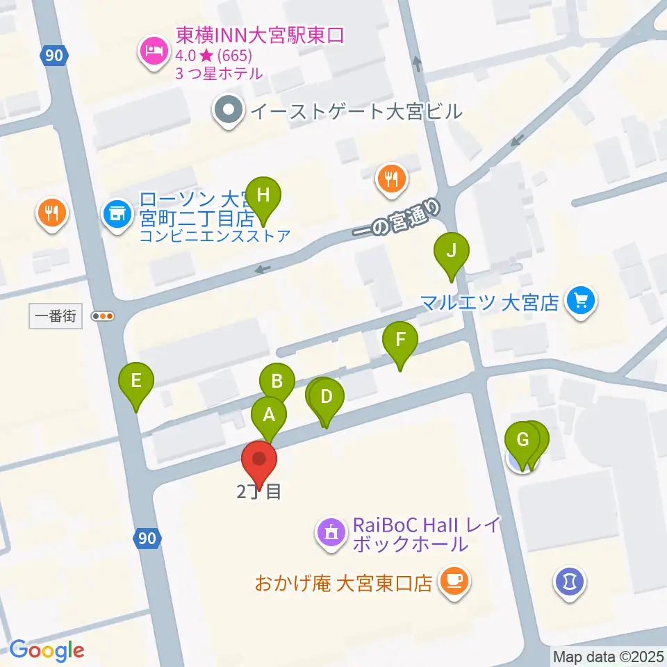 レイボックホール 市民会館おおみや周辺の駐車場・コインパーキング一覧地図