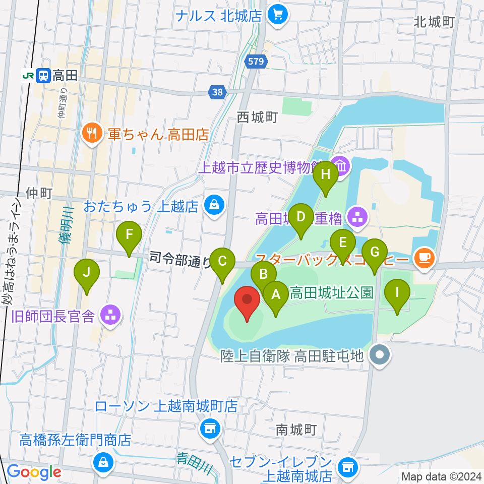 高田城址公園野球場周辺の駐車場・コインパーキング一覧地図