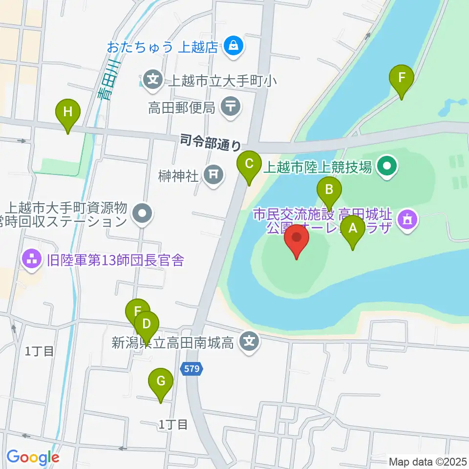 高田城址公園野球場周辺の駐車場・コインパーキング一覧地図