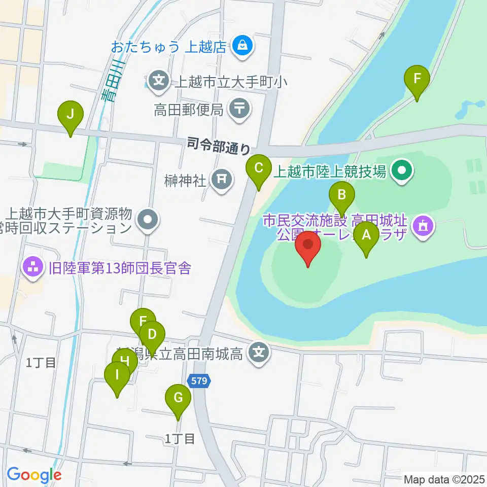 高田城址公園野球場周辺の駐車場・コインパーキング一覧地図