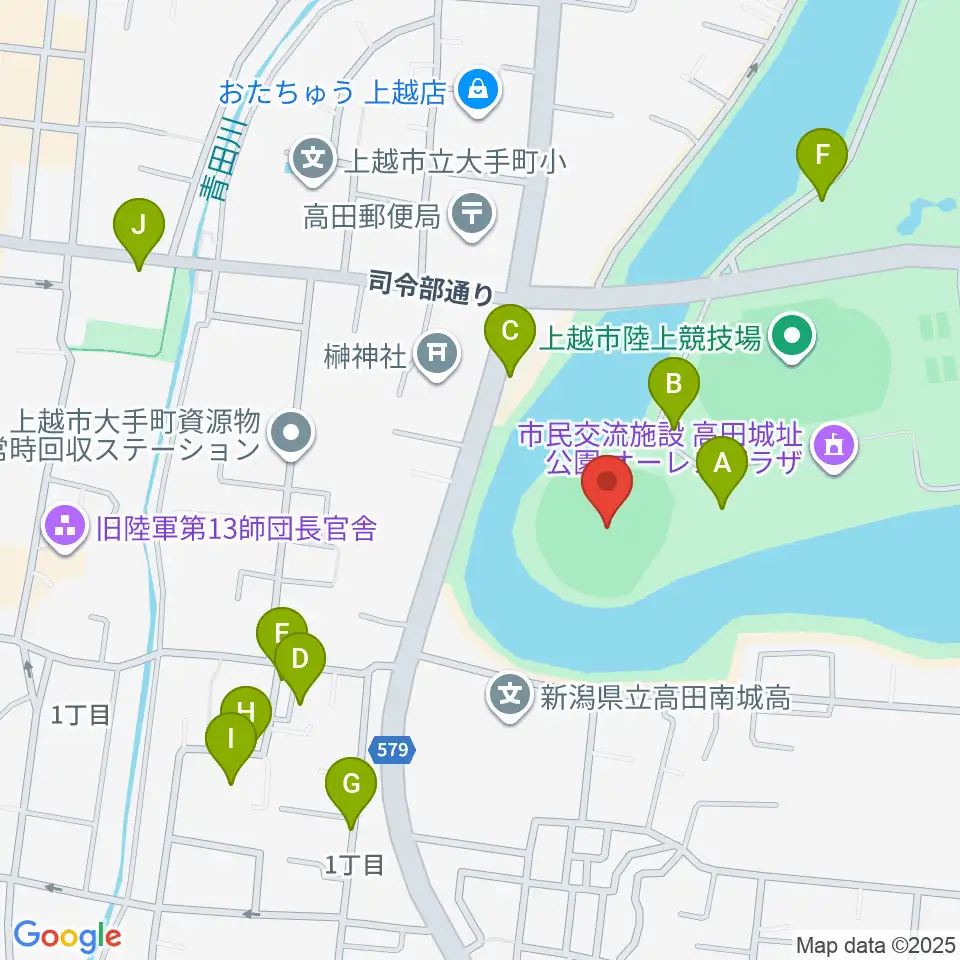 高田城址公園野球場周辺の駐車場・コインパーキング一覧地図