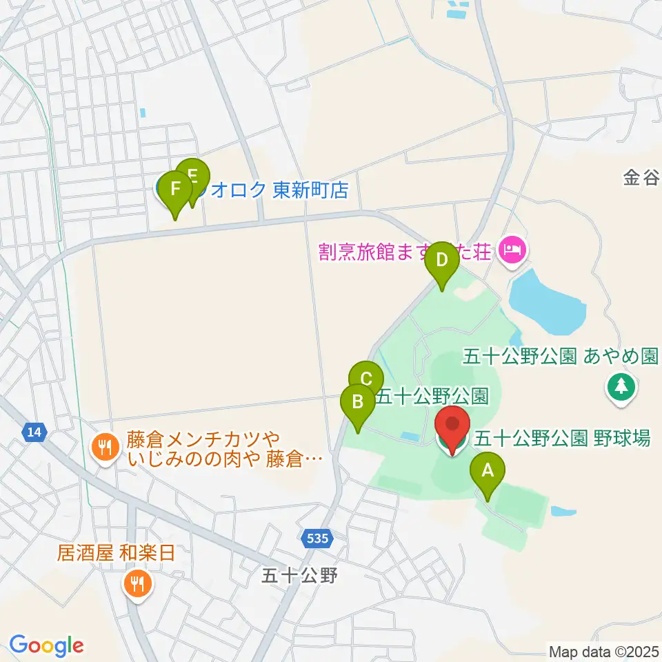 五十公野公園野球場周辺の駐車場・コインパーキング一覧地図