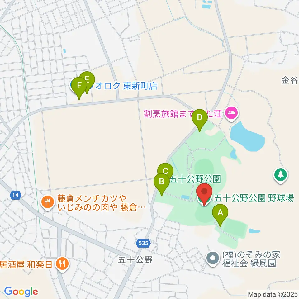 五十公野公園野球場周辺の駐車場・コインパーキング一覧地図