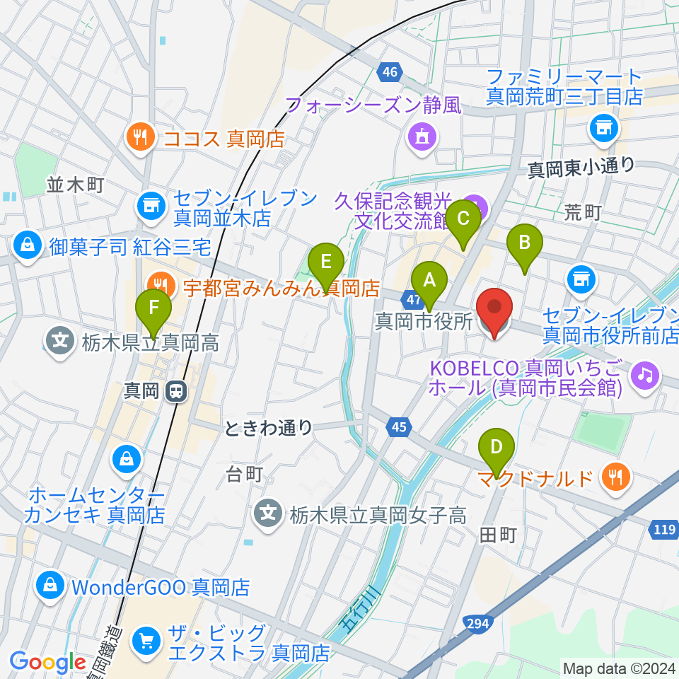 FMもおか周辺の駐車場・コインパーキング一覧地図