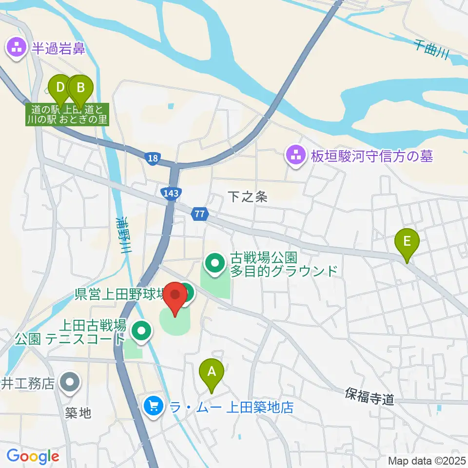 長野県営上田野球場周辺の駐車場・コインパーキング一覧地図