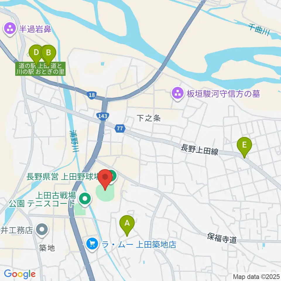 長野県営上田野球場周辺の駐車場・コインパーキング一覧地図