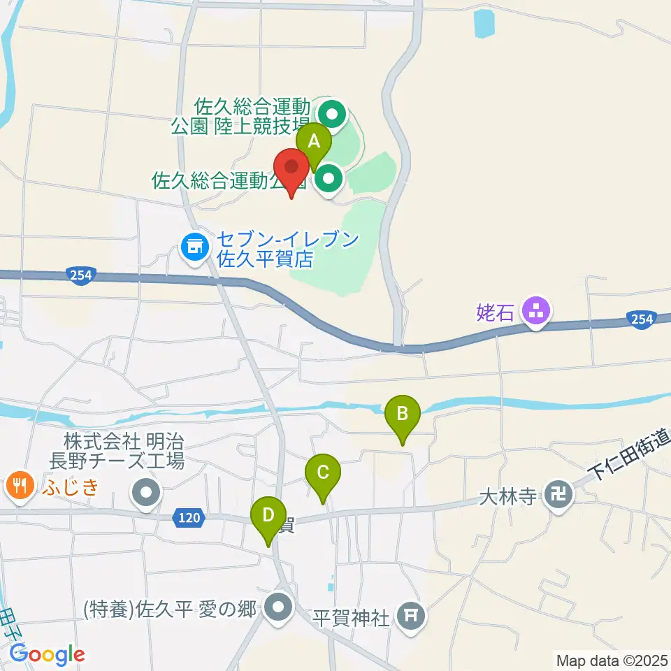 佐久総合運動公園野球場周辺の駐車場・コインパーキング一覧地図