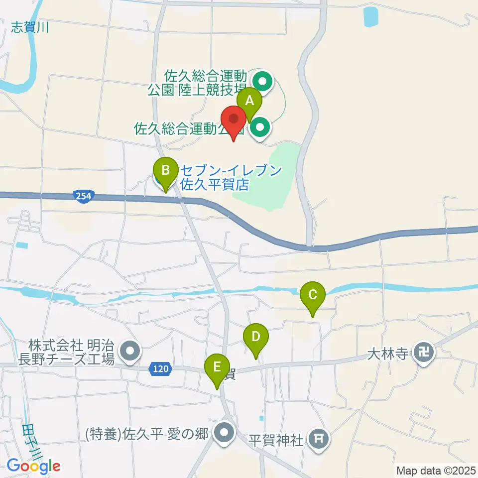 佐久総合運動公園野球場周辺の駐車場・コインパーキング一覧地図