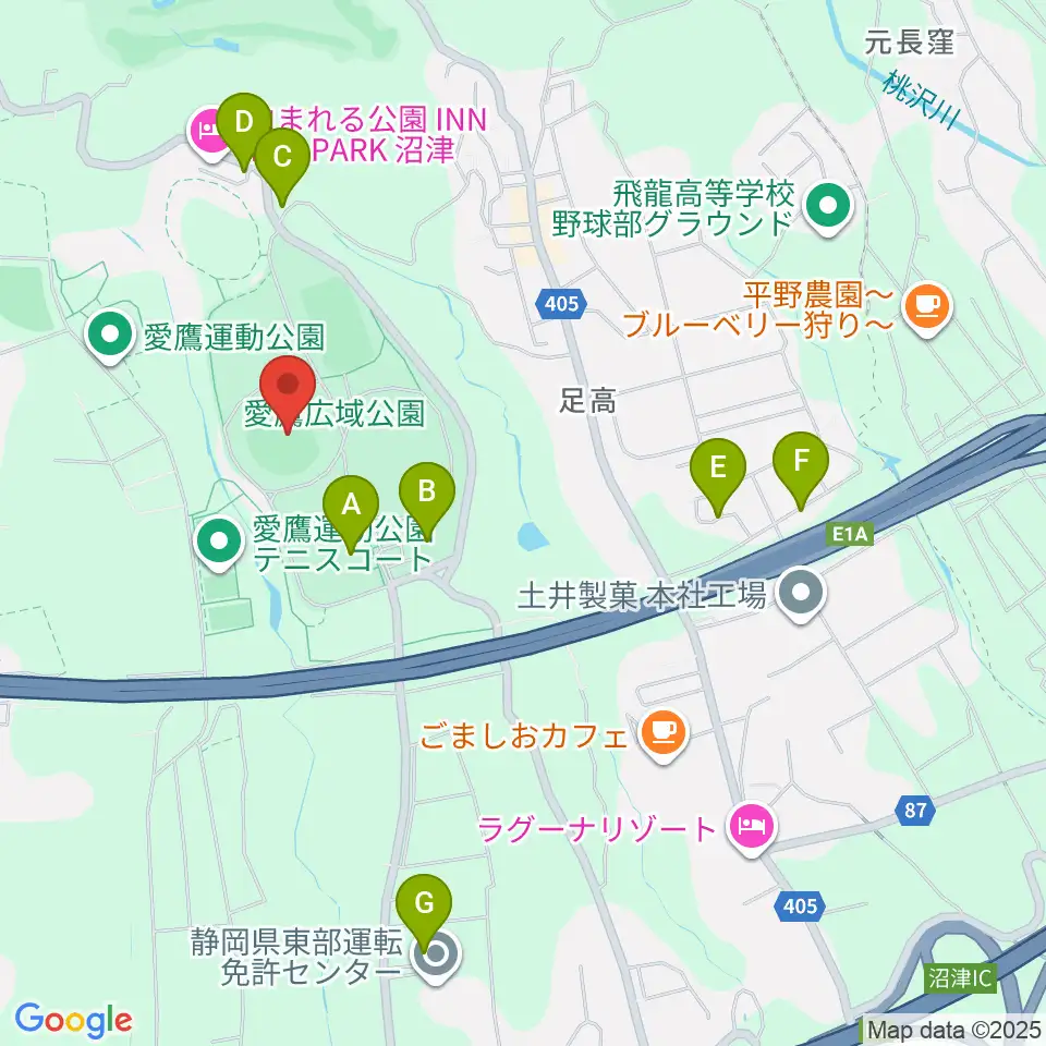 静岡県営愛鷹球場周辺の駐車場・コインパーキング一覧地図