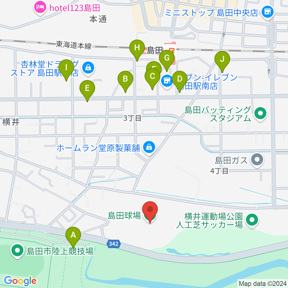 島田球場周辺の駐車場・コインパーキング一覧地図