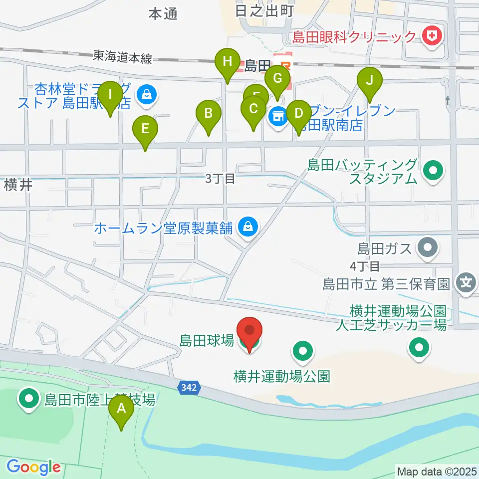 島田球場周辺の駐車場・コインパーキング一覧地図