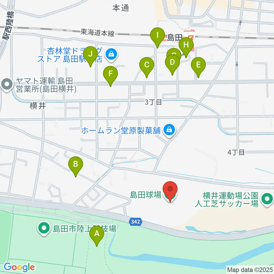 島田球場周辺の駐車場・コインパーキング一覧地図