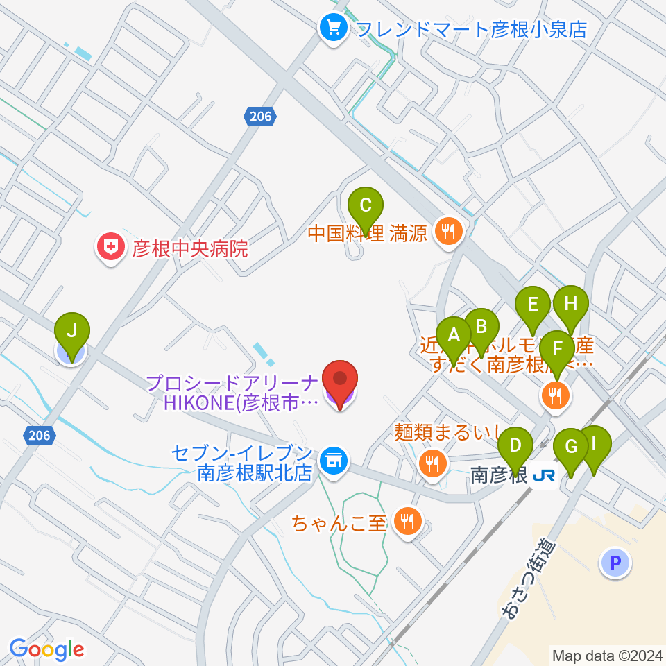 プロシードアリーナHIKONE周辺の駐車場・コインパーキング一覧地図