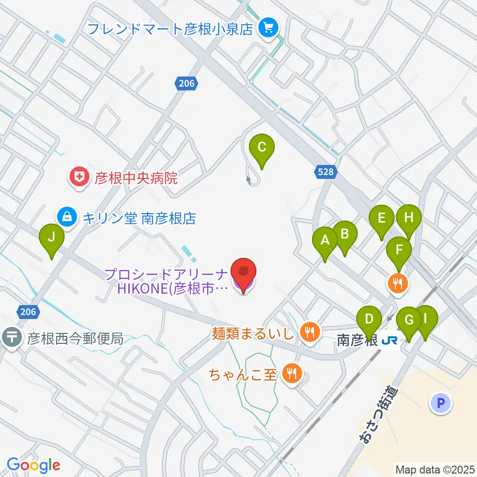 プロシードアリーナHIKONE周辺の駐車場・コインパーキング一覧地図
