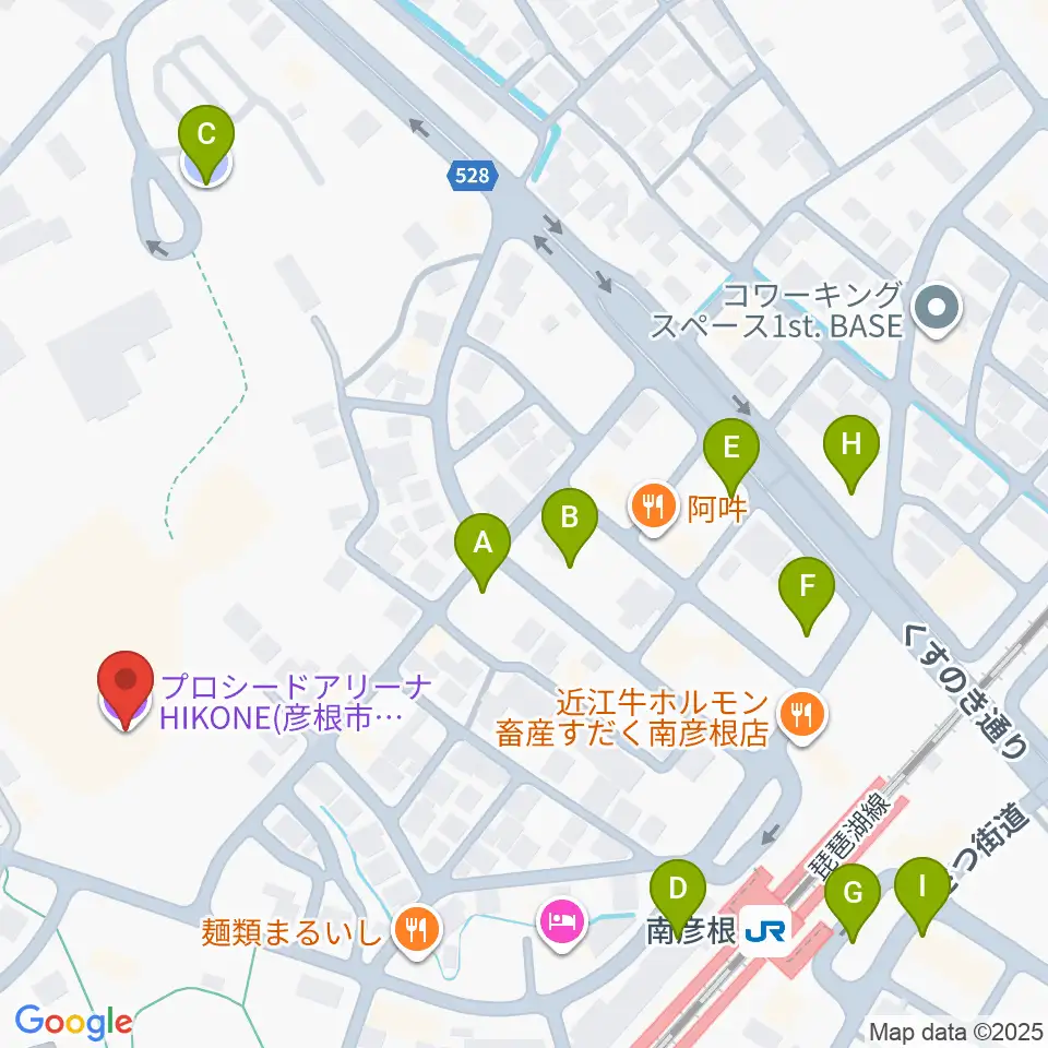 プロシードアリーナHIKONE周辺の駐車場・コインパーキング一覧地図