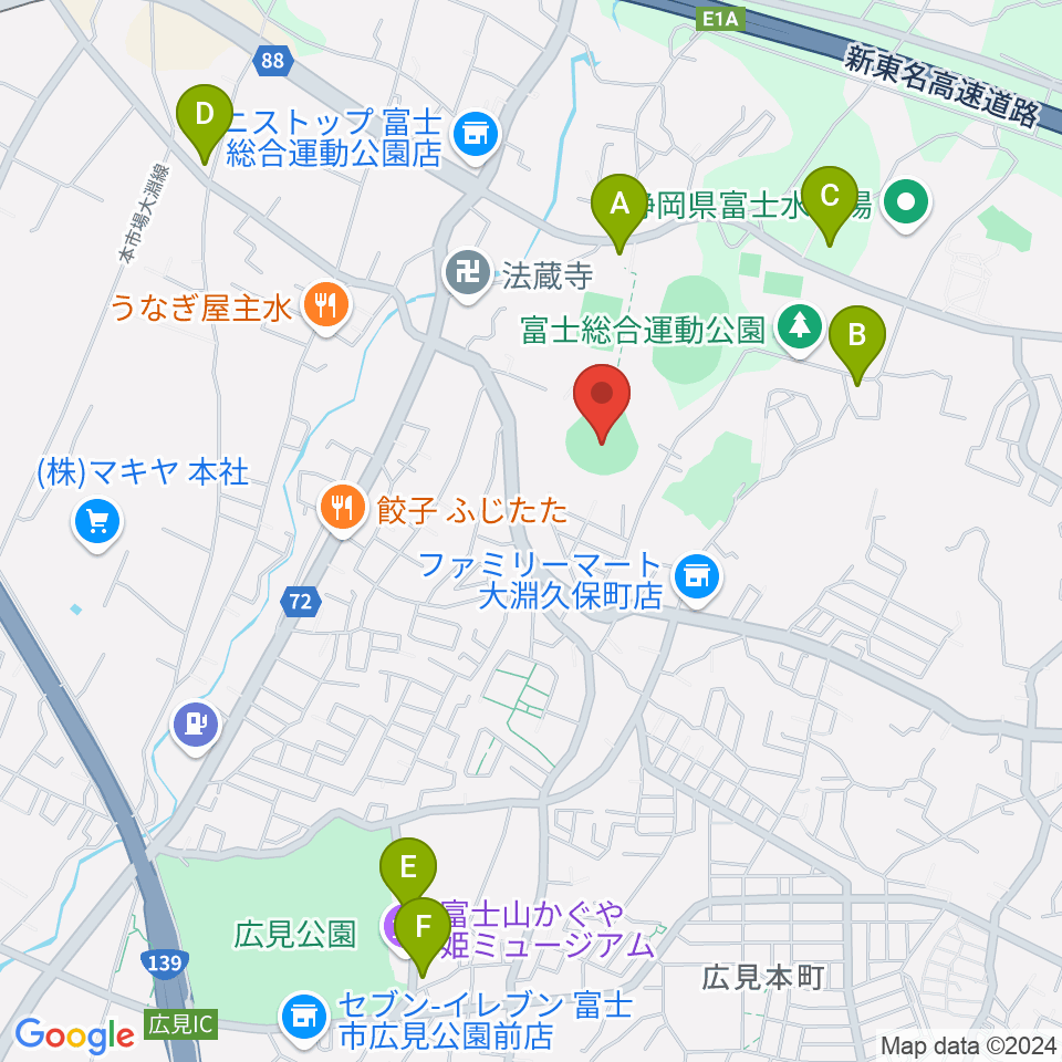 富士総合運動公園野球場周辺の駐車場・コインパーキング一覧地図